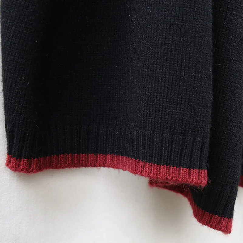 HKSH Autumn Winter New Men Chic Contrast Color Sweatercoat Daily Knitted Cardigan Loose Casual Fashion Cape Overcoat Ins HK11951