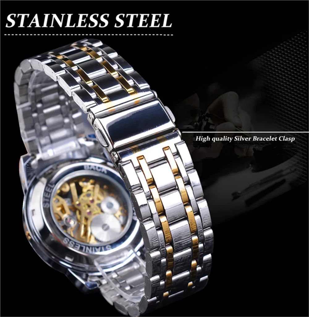 Forsining da uomini retrò orologio automatico Scheletro di lusso Forsining da uomini retrò orologio automatico Scheletro di lusso