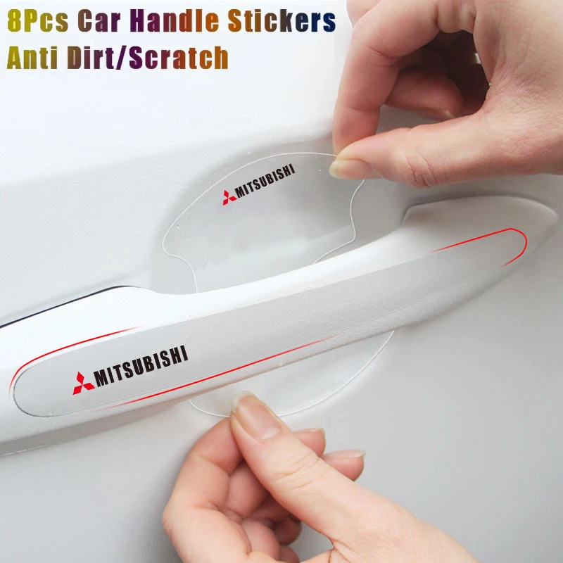 

8pcs Car Door Handle Stickers Transparent Protector Film For Mitsubishi Outlander Ralliart Mirage Lancer ASX Pajero Jinxuan