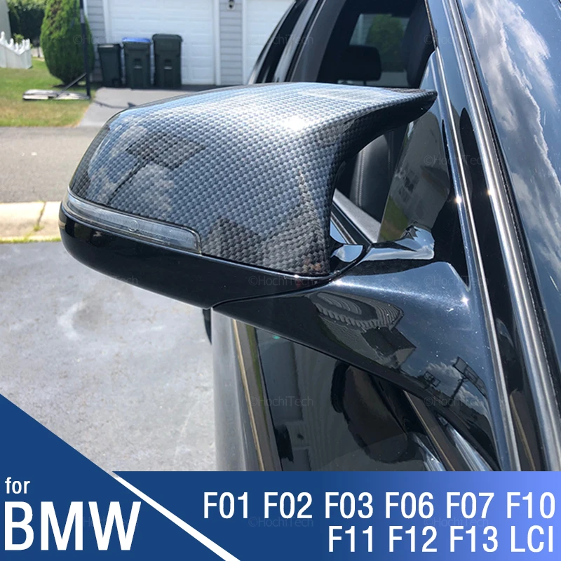 2x Carbon Fiber Style Black mirror cover Replacement for BMW 5 6 7 Series F10 F11 F18 F07 F12 F13 F06 F01 F02 LCI Accessories