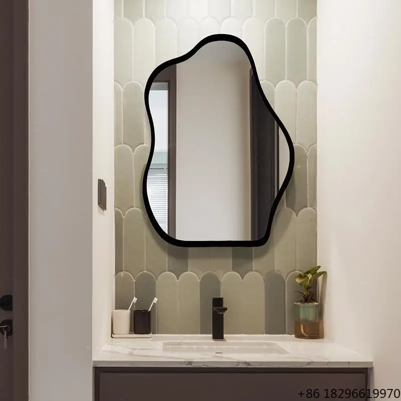 LED Anti-Fog Bathroom Mirror Wooden Frame Dressing Mirror Instagram Style Wall Mounted Vanity Mirror For Home Decor