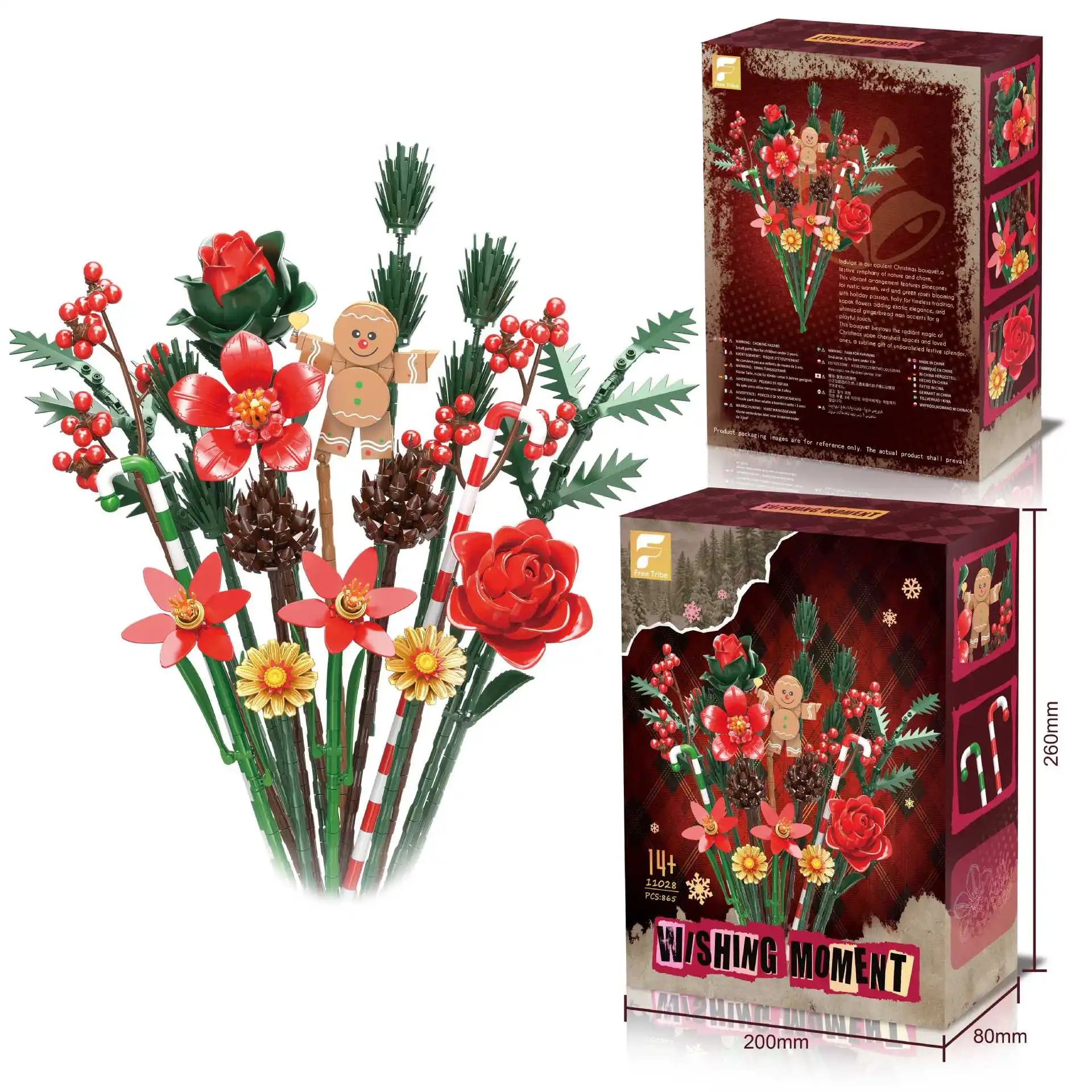 

NEW Gingerbread Flower Bouquet Building Blocks Desktop Ornaments Kids Assembly Toys Christmas Festive Decoration For Boys