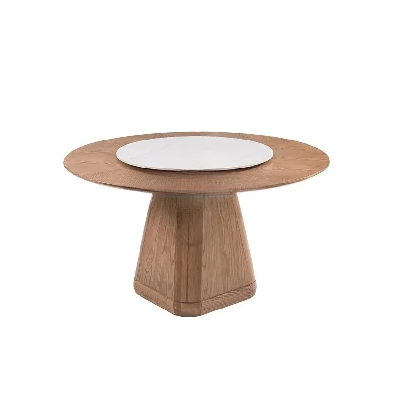 

FG17Скандинавский круглый стол из цельного дерева, ресторан, отель, бытовой японский креативный обеденный стол из каменной плиты с поворотным столом