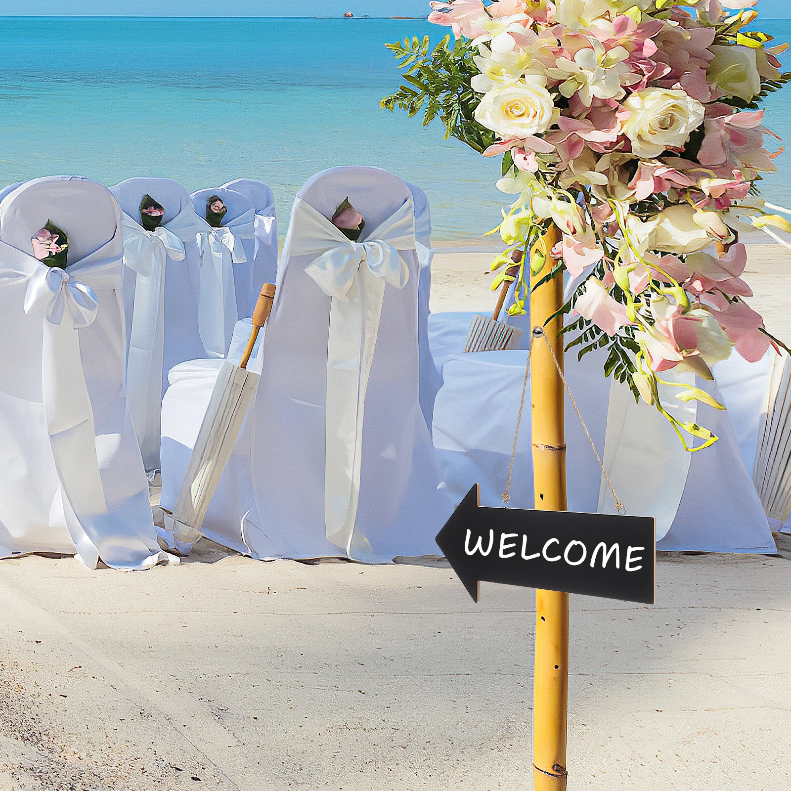 3 Pcs Wedding Seating Chart Board Display Wooden Sign Arrow Plate Label Hanging Signs Decorative