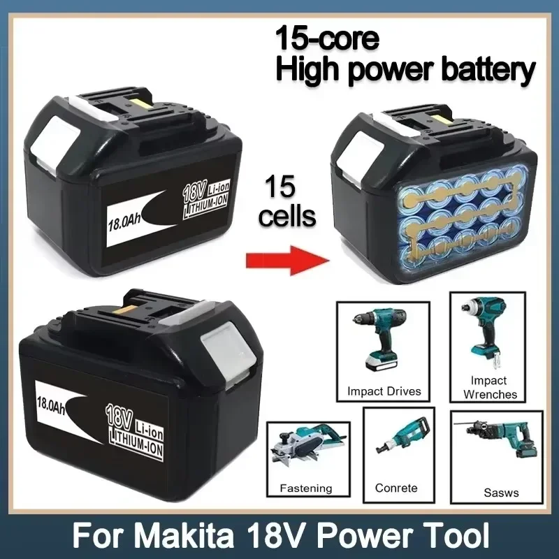 18V 18.0Ah สําหรับ Makita เดิม LED เปลี่ยนแบตเตอรี่ลิเธียมไอออน LXT BL1860B BL1860 BL1850 Makita ชาร์จแบตเตอรี่เครื่องมือ