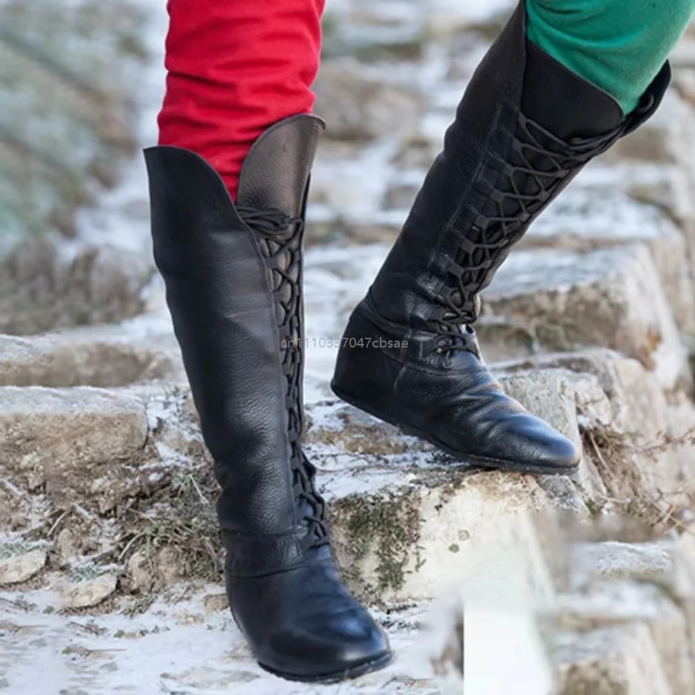 Retro Medieval Women Princess Men Prince Knight Cosplay Boots Halloween Carnival Gothic Boot Party High Tube Bandage Shoes 2026 3