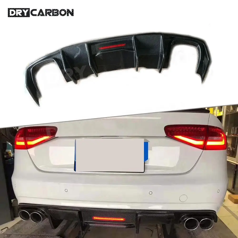 

Carbon Fiber Rear Lip Diffuser for Audi A4 B8 B8.5 Sedan 2009-2015 Car Standard Bumper Diffuser Rear Diffuser with LED Light