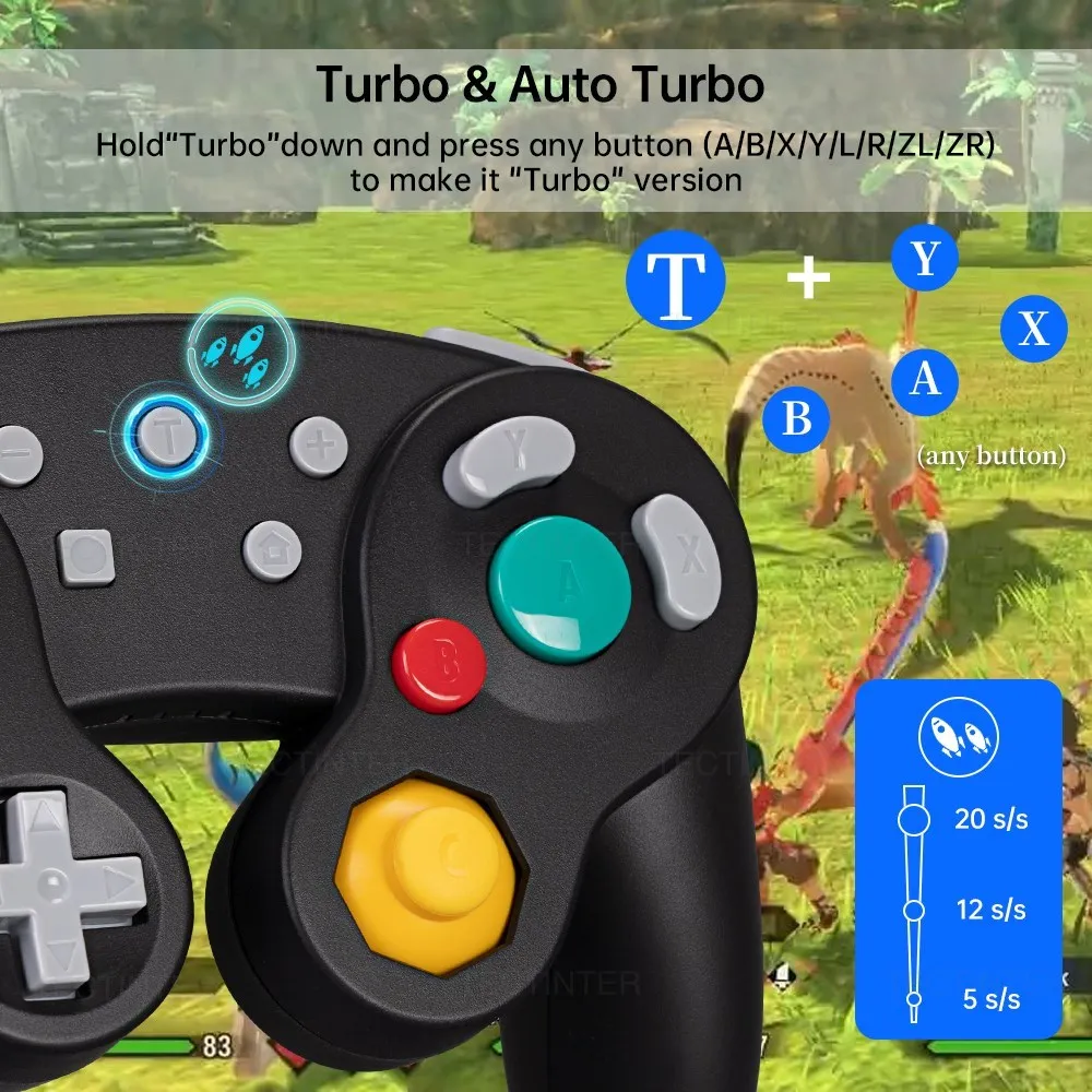 دعم وحدة تحكم Gamecube Bluetooth المتوافقة مع لوحة ألعاب Nintendo Switch 2 لعصا التحكم Steam/Android/PC مع وظيفة Turbo