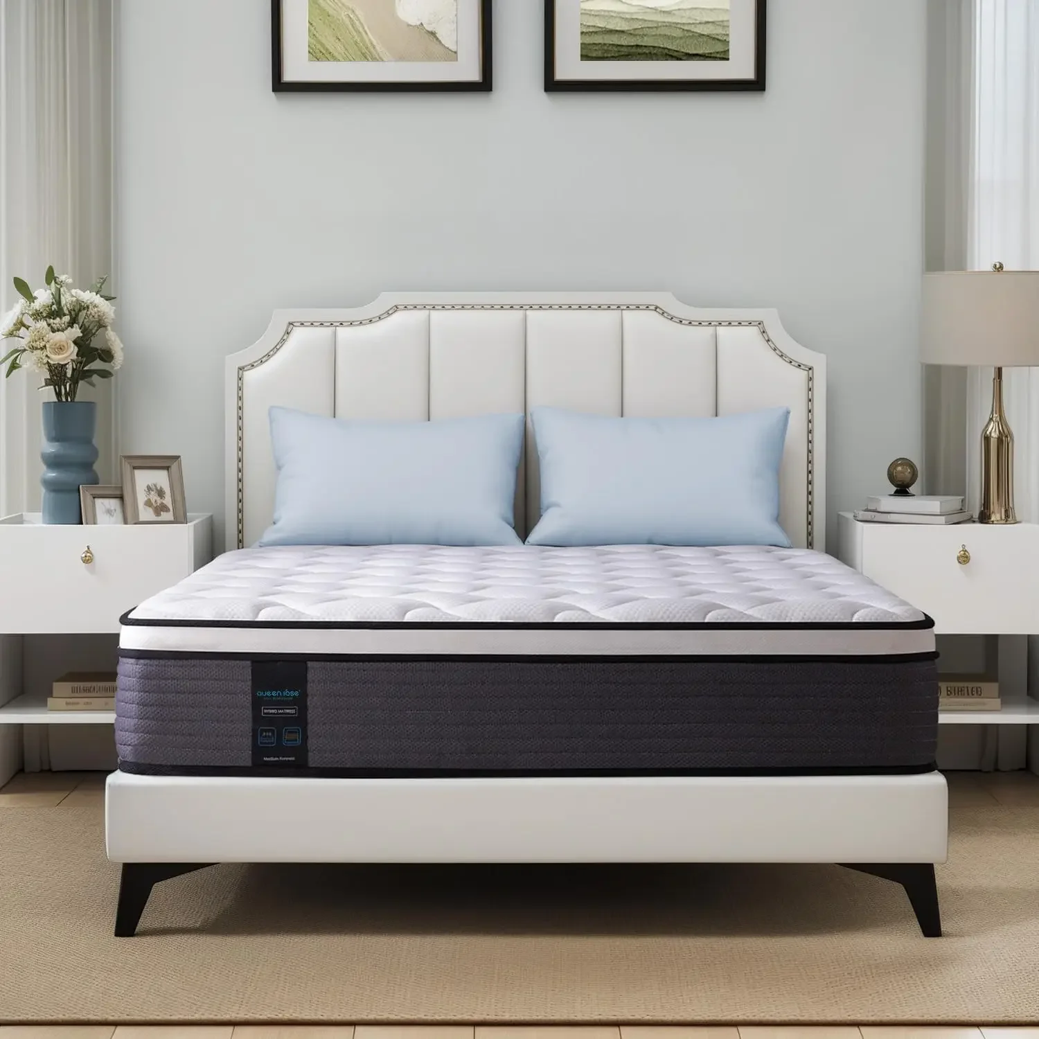 Queen Size Mattress, 12 Inch Pillow Top Hybrid Mattress in a Box, Gel Memory Foam