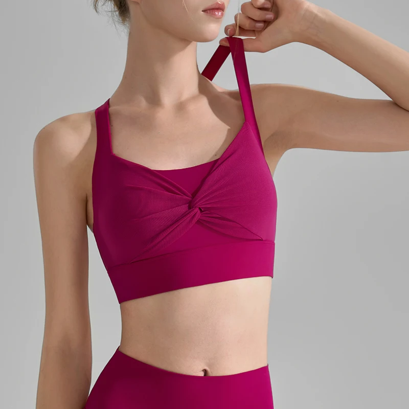

Fixed Pad Sports Bra Double Shoulder Straps Underwear High-strength Running Bra Gym Push Up Lingerie Yoga Shockproof Fitness Bra