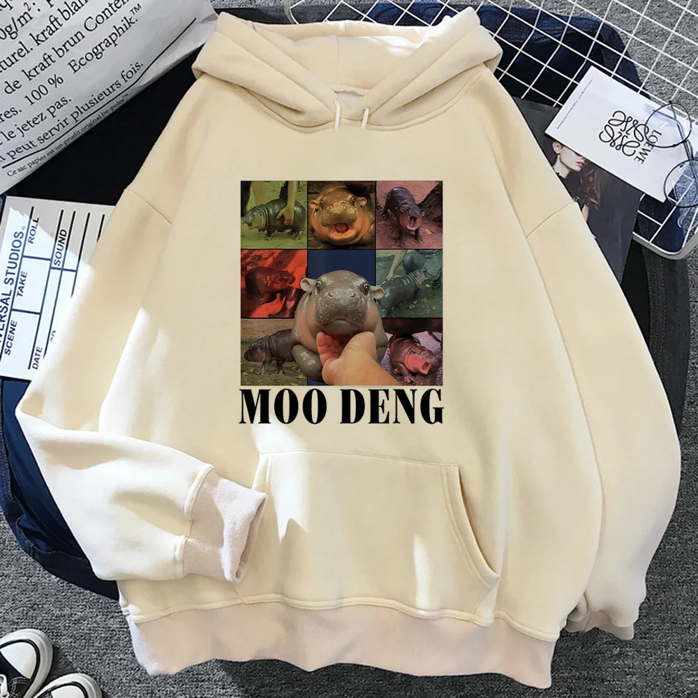 Moo Deng hoodie funny graphic youthful manga streetwear comic female sweatshirts tracksuits anime manga