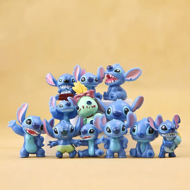12 pz/set MINI Stitch Anime Figurine Bambole 3 CM Cartoon Lilo e Stitch Action Figures Da Collezione Modello Giocattoli