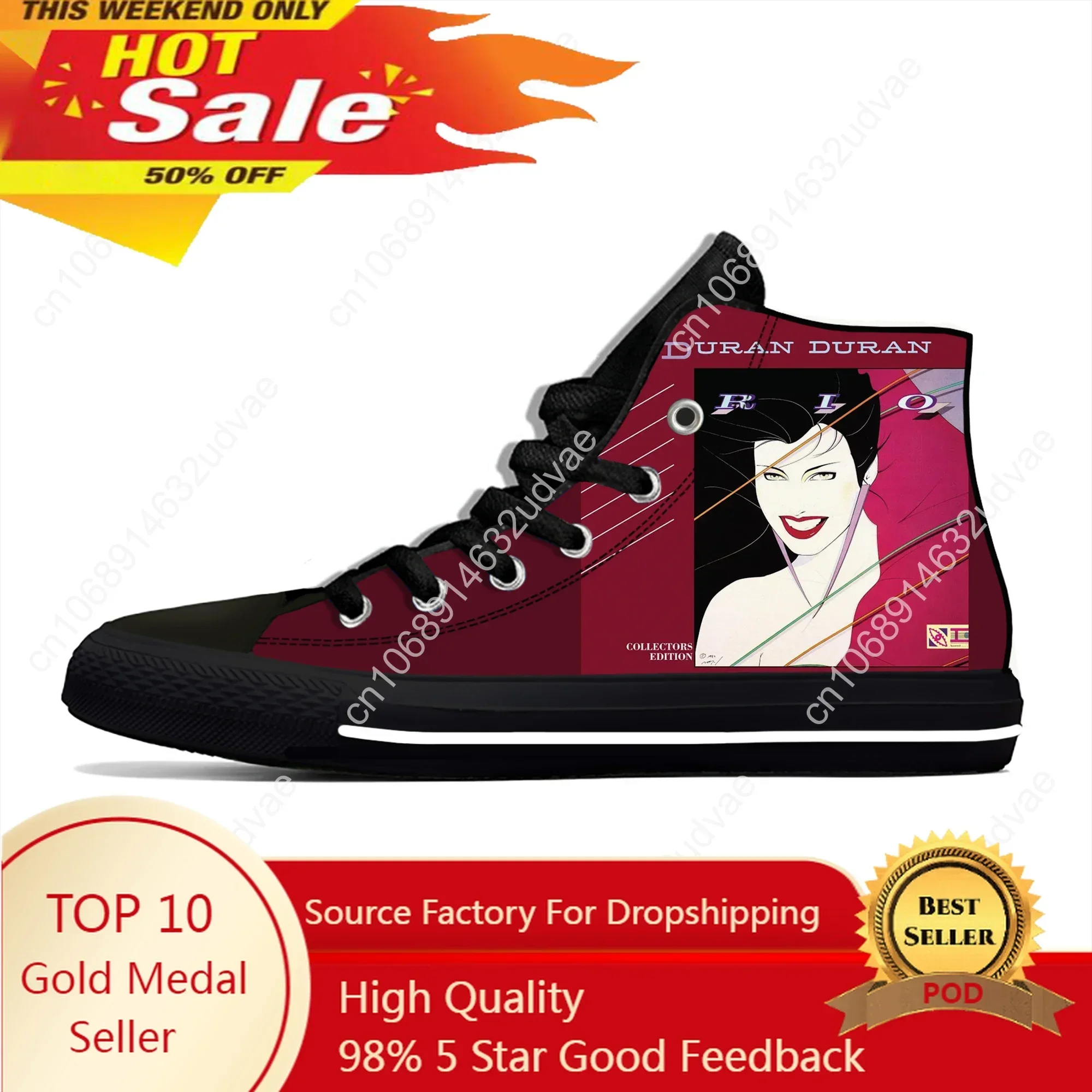Band DURAN DURAN High Top Sneakers Mens Womens Casual Shoes Canvas Running Shoes 3D Print Breathable Lightweight Shoe
