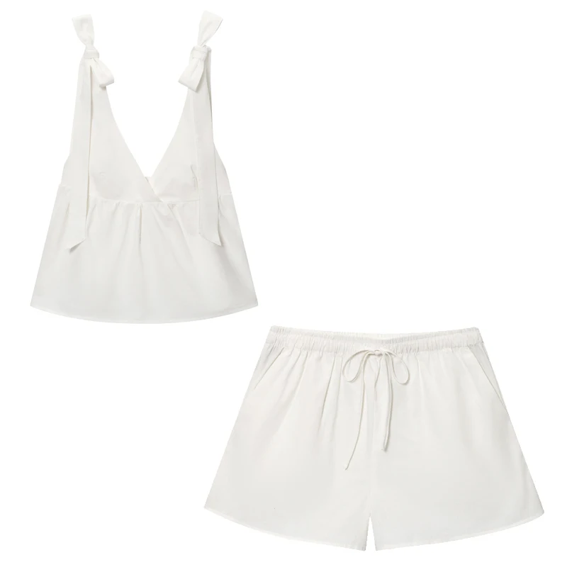 HXAO Bow Slip Top Women Summer 2025 Sexy Tanks & Camis White Butterfly Sleeveless Tops For Woman Casual Backless Cute Camisoles