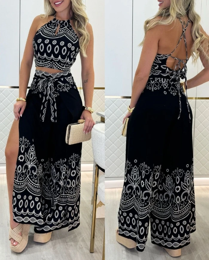 Womens Two Piece Sets Outfit Sexy Elegant Short Sleeved Pleated Crop Top+Split Pleated Skirt Set New Fashion 2024 Summer Casual