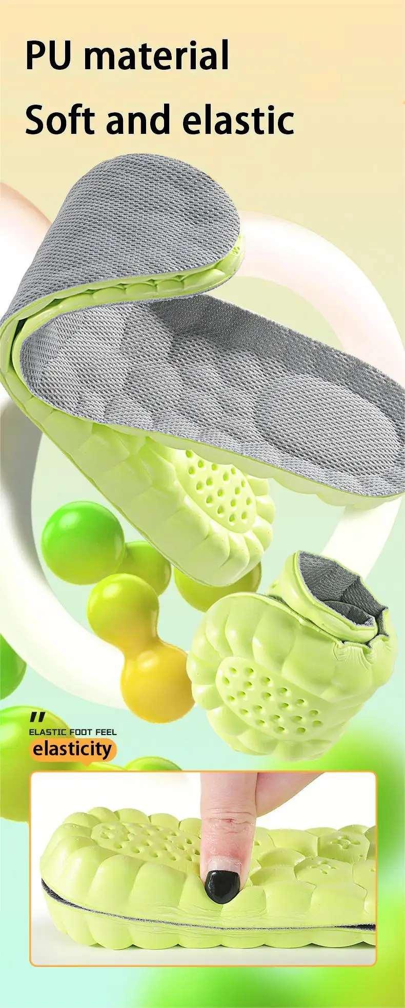 Fußgewölbe-Einlagen zur Erhöhung der Körpergröße, atmungsaktive, stoßdämpfende Sport-Einlegesohlen, weiche, bequeme Schuhpolster, 1 Paar. – Detail 3