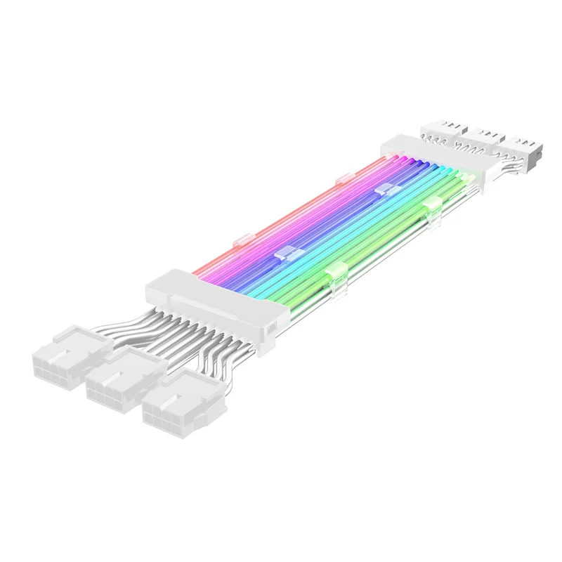 AED6-PC حافظة PSU تمديد كابل ARGB ATX 3X8PIN PCI-E GPU خط ألوان النيون ARGB غاسل نقل بطاقة الرسومات كابل الطاقة دورا