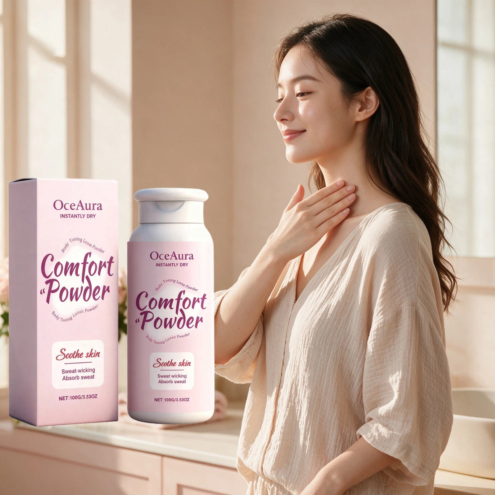 Comfort Powder Prevent Chafing Sweat Absorbing Odor Remover Lightweight Skin Freshness Sweatproof Smoothing Soothing Body Powder