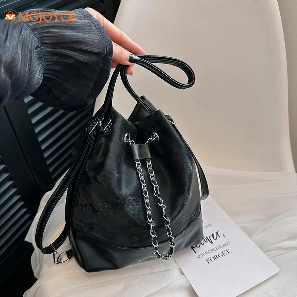 2024 Fashion Ice Cream Color Drawstring Bucket Bag for Women's Large Capacity PU Crossbody Bags High Quality Ladies Shoulder Bag