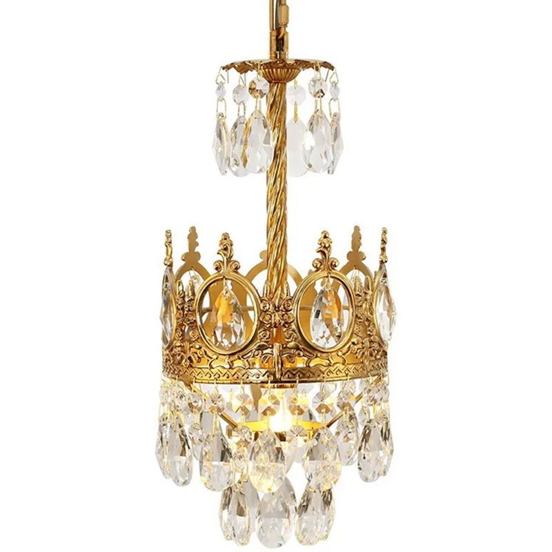 

Crown crystal chandelier full spectrum vintage French living room bedroom bedside porch wedding Internet celebrity full copper