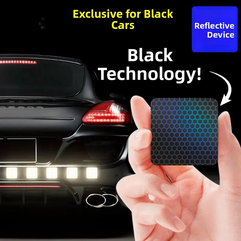 Black Reflective Car Stickers Night Warning Invisible Decoration Scratch Covering Film  Wheel Lip Moulding Body Decal