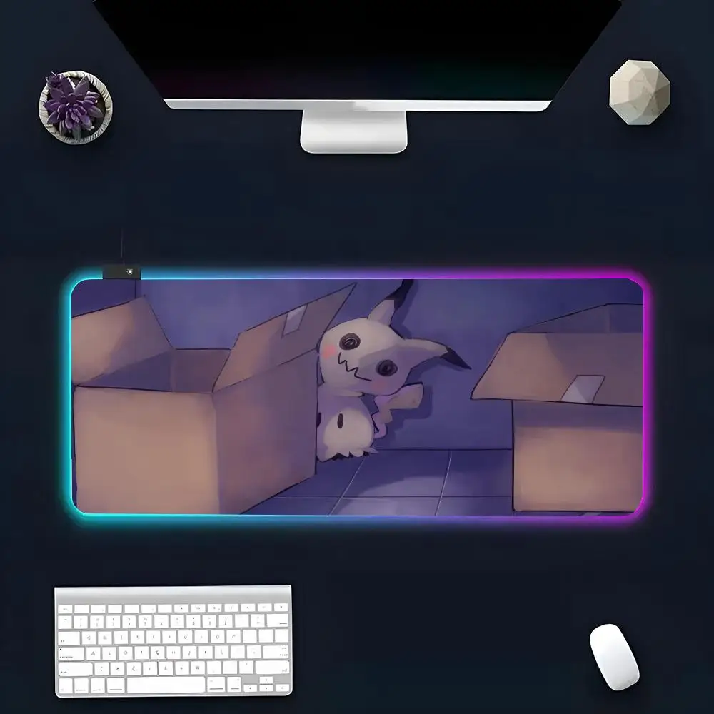 Game M-Mimikyu Mouse Pad RGB Glow Personality Picture Custom PC Table Mat Carpet Mat Game Player Dedicated LED