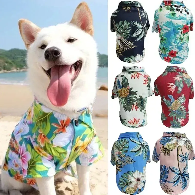 

Hawaiian Style Summer Dog Shirt Beach Pet Clothes For Small Medium Dogs Cats Pug French Bulldog