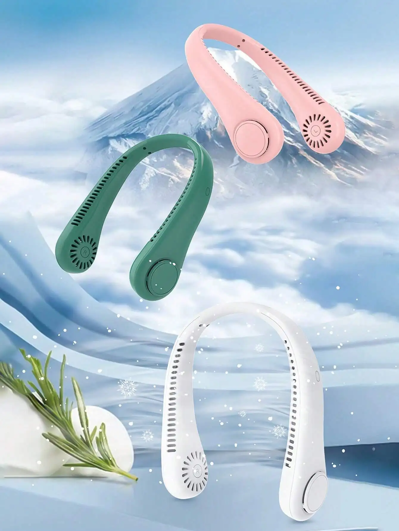 พัดลมคอพกพา 1 ชิ้น, พัดลมส่วนตัวไร้ใบพัดแบบแฮนด์ฟรี, ชาร์จใหม่ได้, การออกแบบหูฟัง, ความเร็ว 3 ระดับสําหรับผู้หญิงผู้ชาย