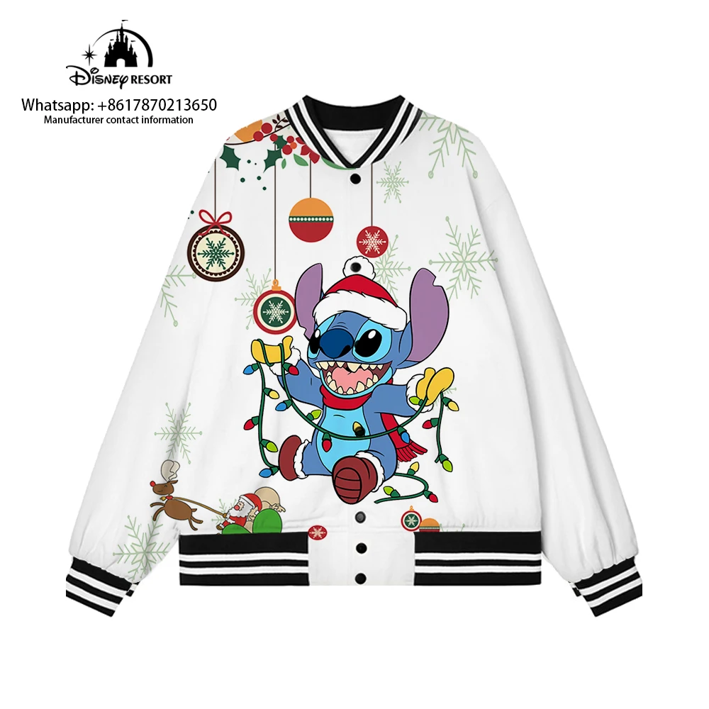 

2022 Fall New Christmas Disney Brand Stitch Anime Men Women Hip Hop Harajuku Jacket Streetwear Kids Preppy Baseball Uniform