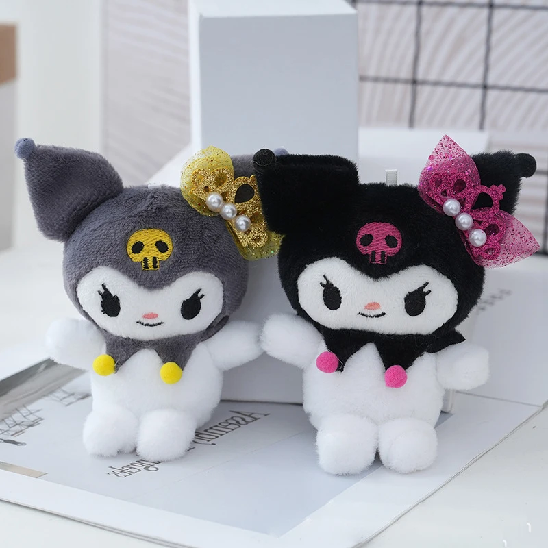 Kawaii Sanrio Kuromi Plush Keychain Anime Cartoon Plush Doll Pendant Stuffed Toys Backpack Zipper Decoration Girl Holiday Gifts