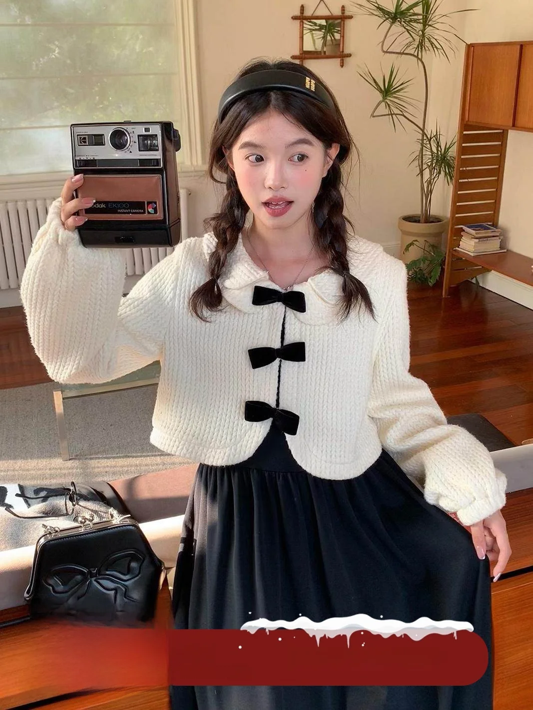 

Женский комплект Ele Cheese Day: модный вязаный жилет и черная юбка, осенне-зимний, средней плотности, из полиэстера