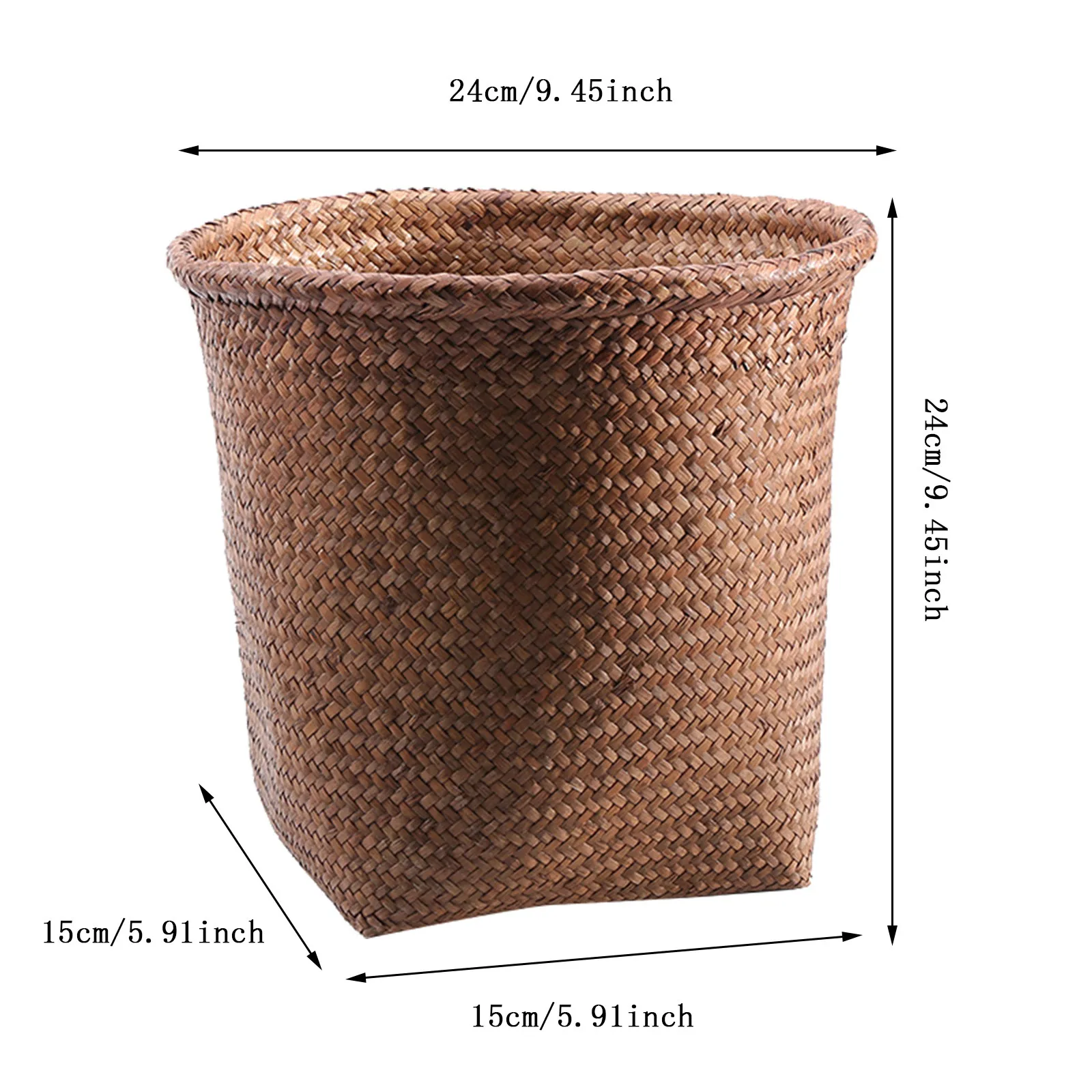 Storage Basket Garbage Can Office Waste Basket Straw Woven Wastebasket Trash Container Paper Personalized Home Rubbish Bin