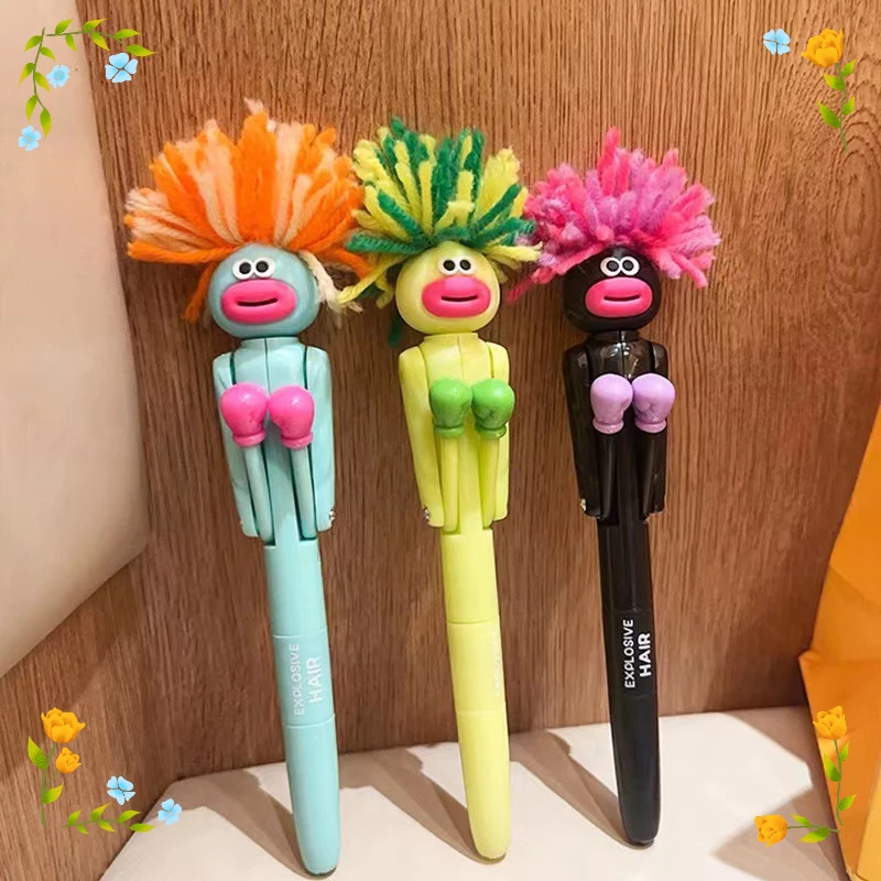 5 Pcs Hairy Ballpoint Pens Creative Stress Relief Pen Cartoon Ballpoint Student High Value Cute Gifts