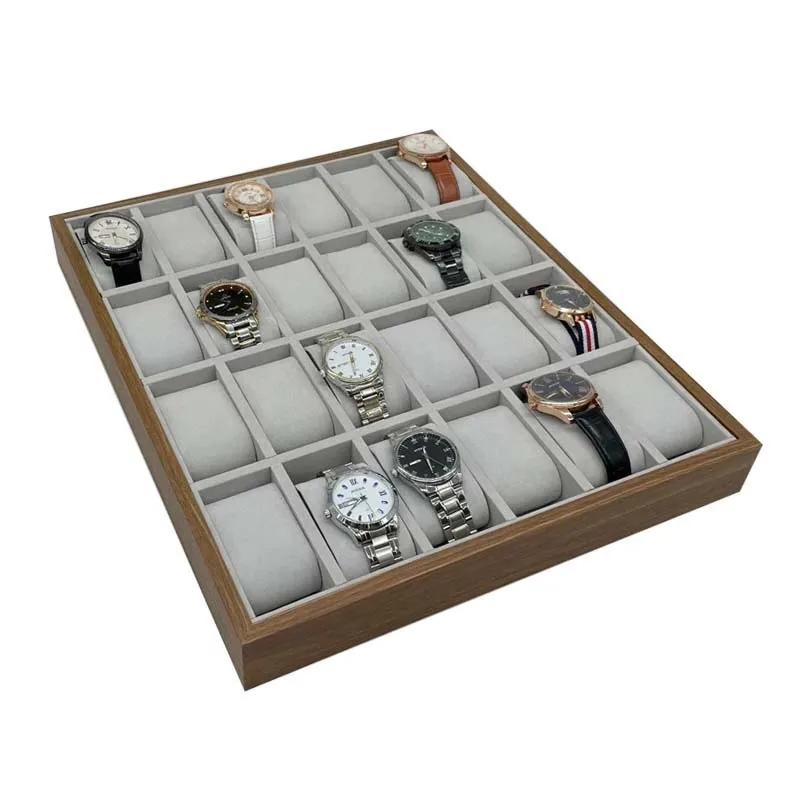 

24 Epitope Walnut Wood Watch Storage Display Boxes Wristwatch Organizer Display Trays Watches Holder With Pillows Gifts Cases