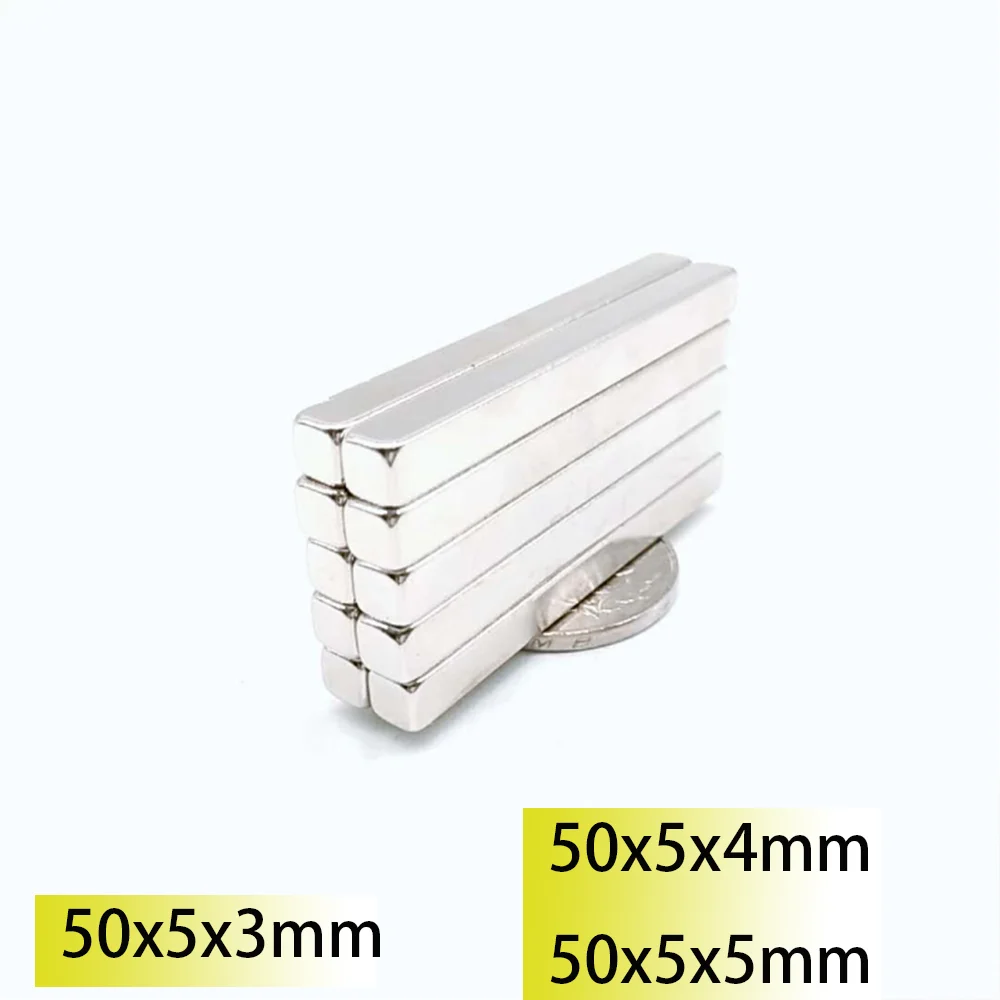 

30/50pcs50x5x3 50x5x4 50x5x5 Rectangle Square Neodymium Bar 50x5 Block Strong Magnets Search Magnetic Bar for Toy Glass Ndfeb