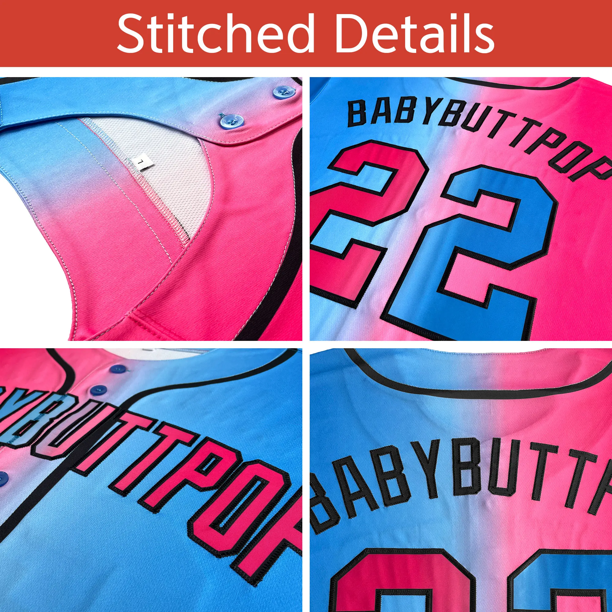 Customized Gradient Baseball Jerseys Stitched Name Shirts Sports Uniform for Men Women Boy