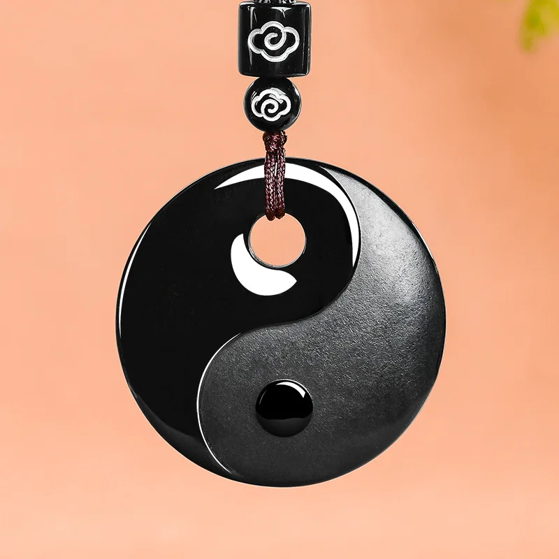 

Double-Sided Tai Chi Jade Pendant Authentic Natural A-Grade Ink Jadeite Glutinous Seed Men's Gifts Women's Jewelry Drop Ship