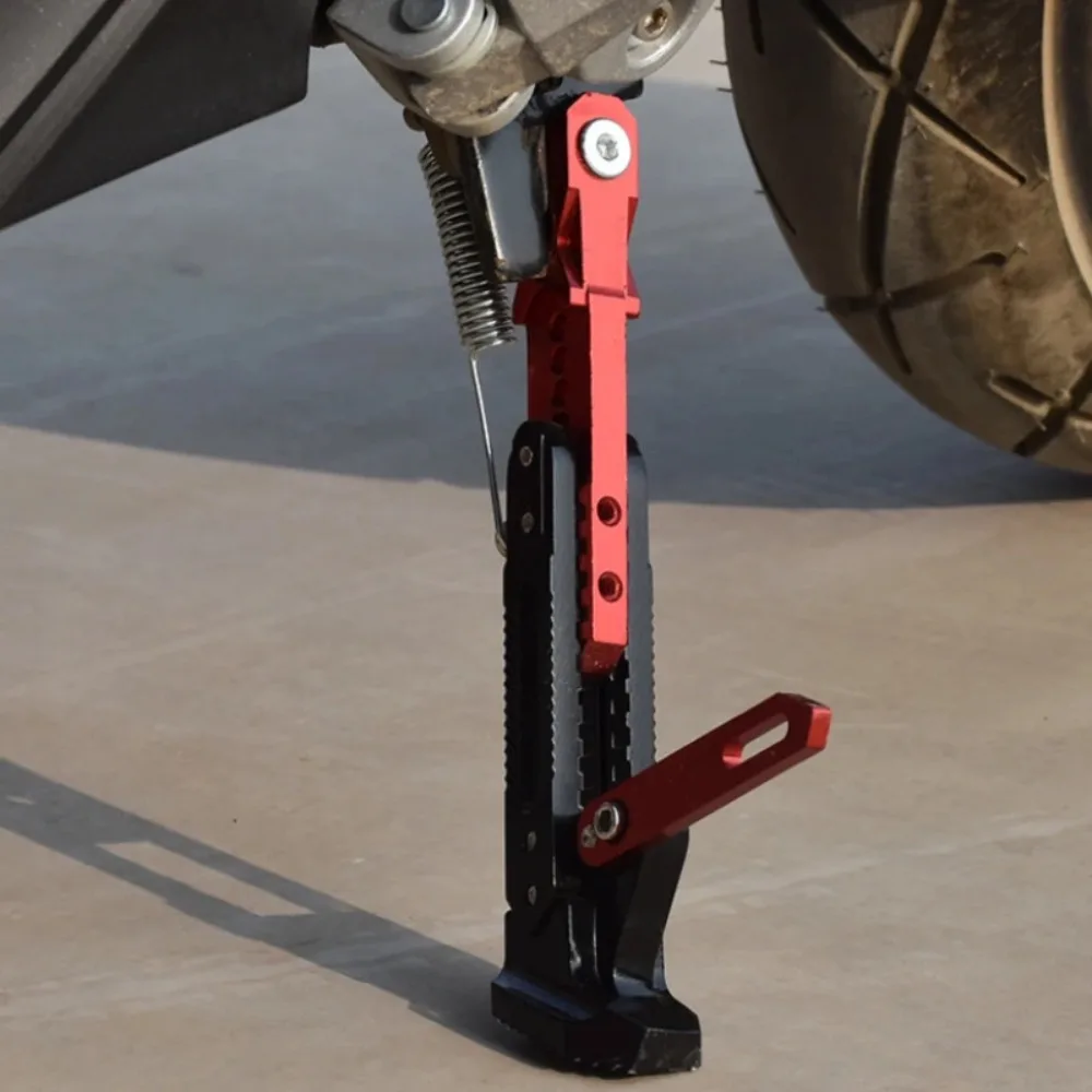 Aluminum Alloy Motorcycle Side Stand Anti Slip Multi Color CNC Adjustable Support Single Side Support Height Adjustable