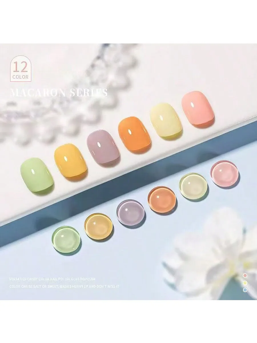 1-12Pcs 15ML Miss Comoy Macaron Nail Gel, 2025 New Candy Rainbow Shades, Dopamine French UV Gel For Salon DIY