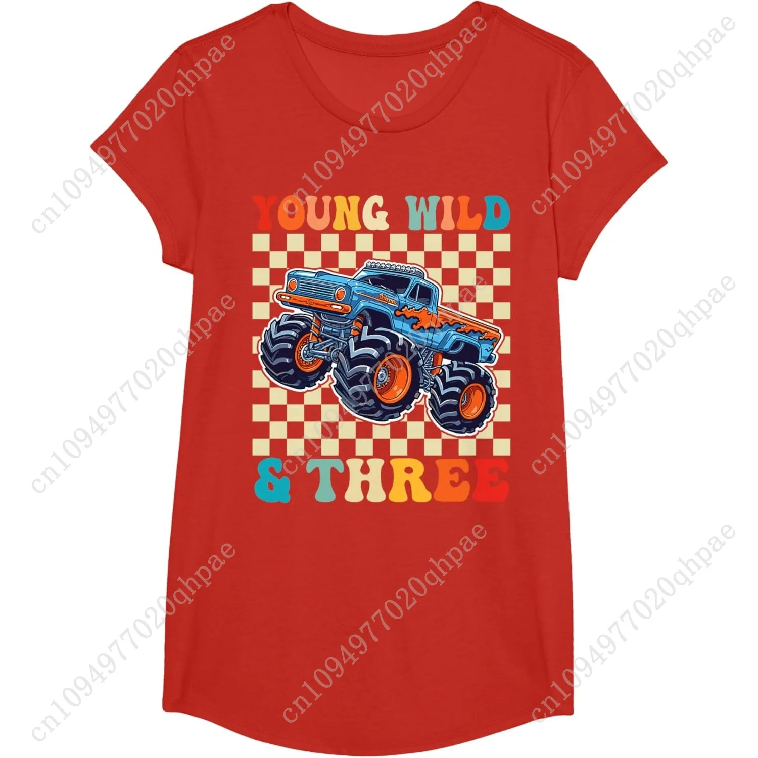 T-shirt per il 3° compleanno del Monster Truck Young Wild e tre anni