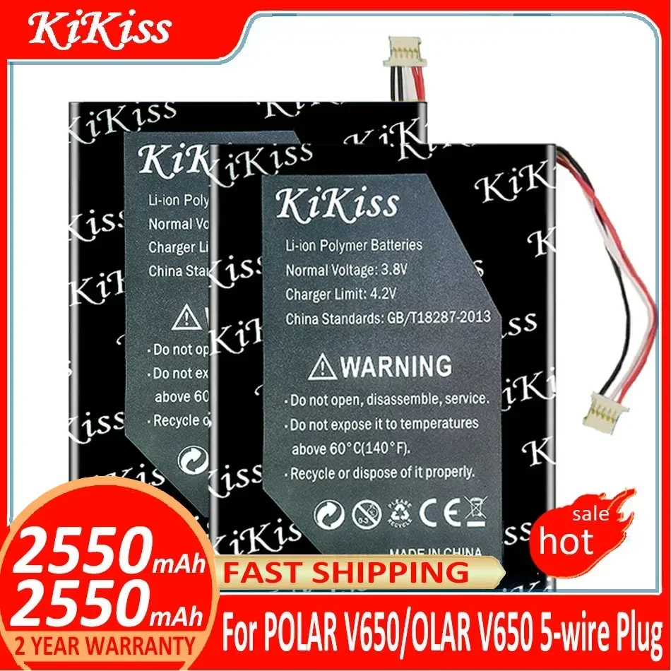 KiKiss Battery For POLAR V650 5-wire Plug Batteries Batterij + free tools