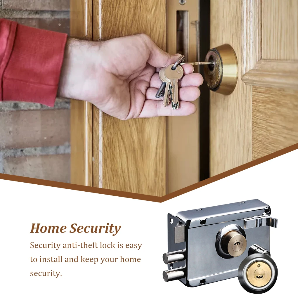 Exterior Wrought Multiple Insurance Lock Antique Household Padlocks Anti-Theft Gear With Key Left Open with Edge