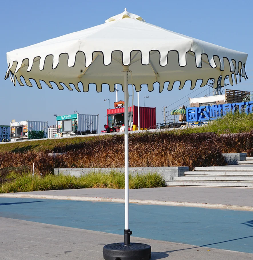 ※a Custom Outdoor Umbrella Pool Garden Beach Umbrella High Quality Wind Proof Luxury Scalloped Edge Parasol For Restaurant