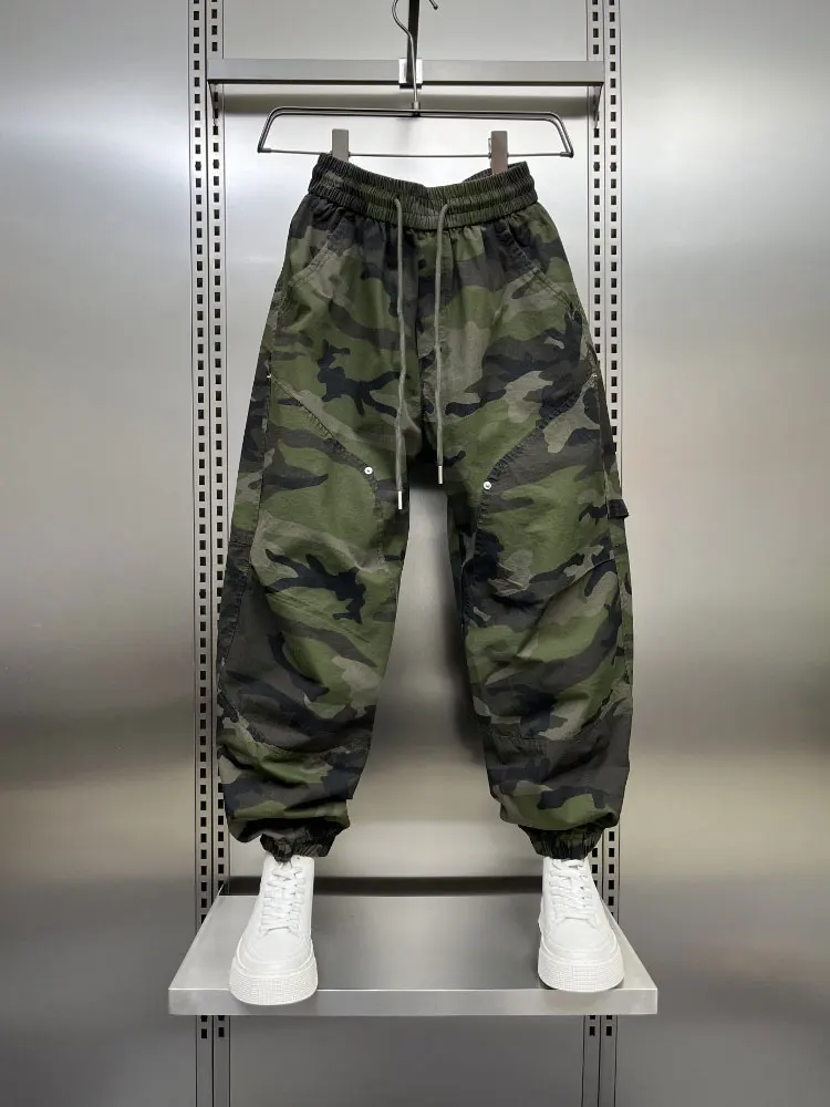

Мужские летние камуфляжные рабочие брюки-шаровары в американском стиле, модные повседневные, свободные, дышащие, для активного отдыха