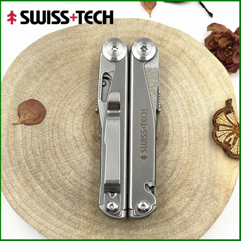 SWISS TECH 18 in 1 Multitool คีมพับอเนกประสงค์ชุดเครื่องมือมีดพกพา EDC อุปกรณ์กลางแจ้ง