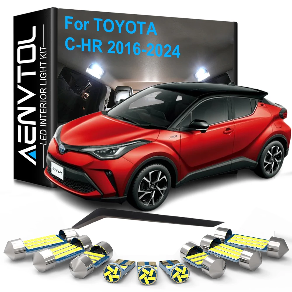 10pcs Car LED Interior Lights Canbus For Toyota C-HR 2016 2017 2018 2019 2020 2021 2022 2023 2024 Dome Trunk License Plate Lamps