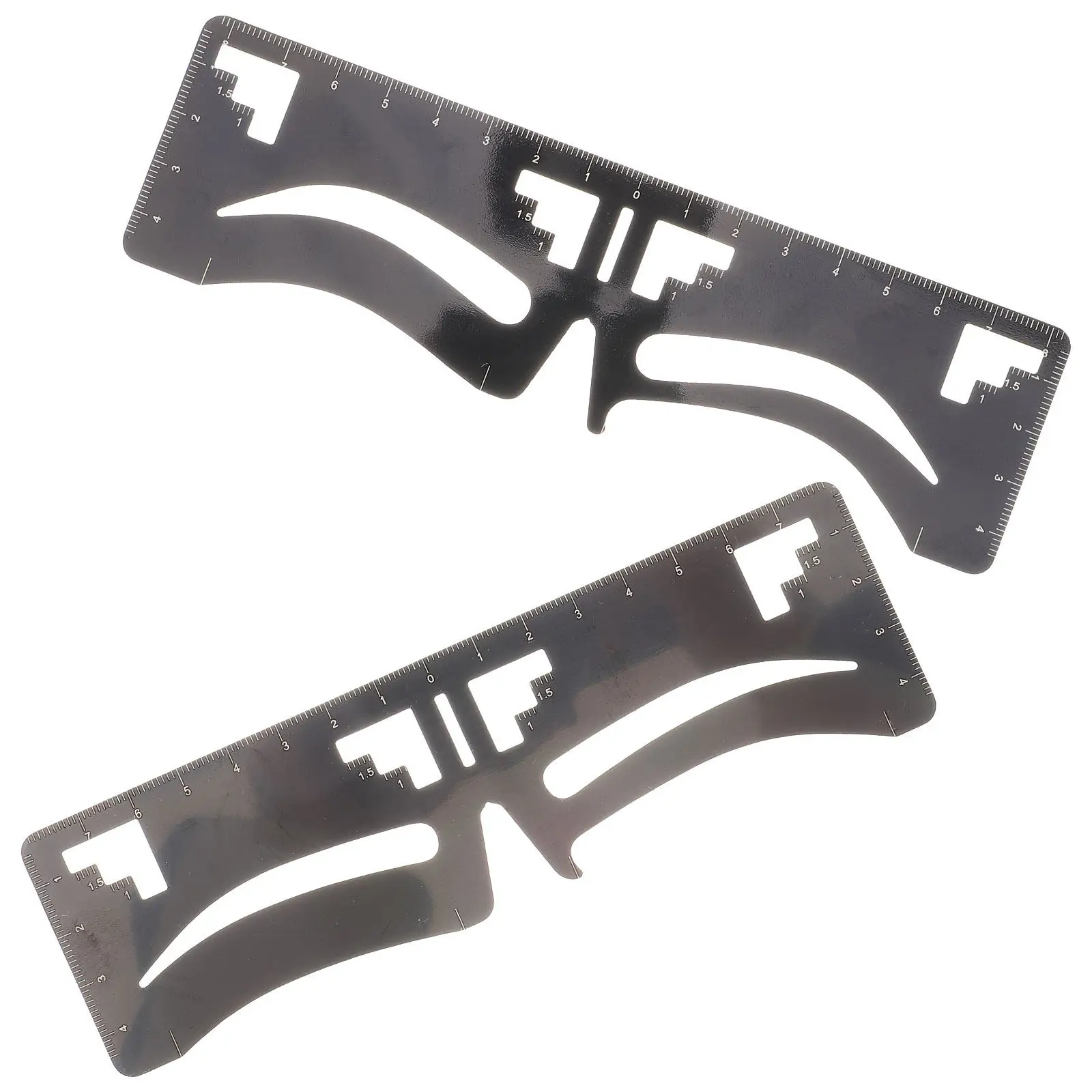 2Pcs Stainless Steel Eyebrow Ruler Professional Metal Brow Shaping Stencil for Symmetrical Eyebrow Tattooing Makeup DIY Guide