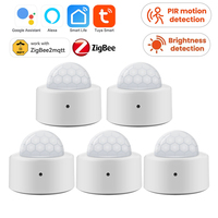 Tuya Zigbee PIR Motion Sensor Human Body Motion Detector with Brightness Luminance Sensor Smart Home Security Alarm Work Alexa