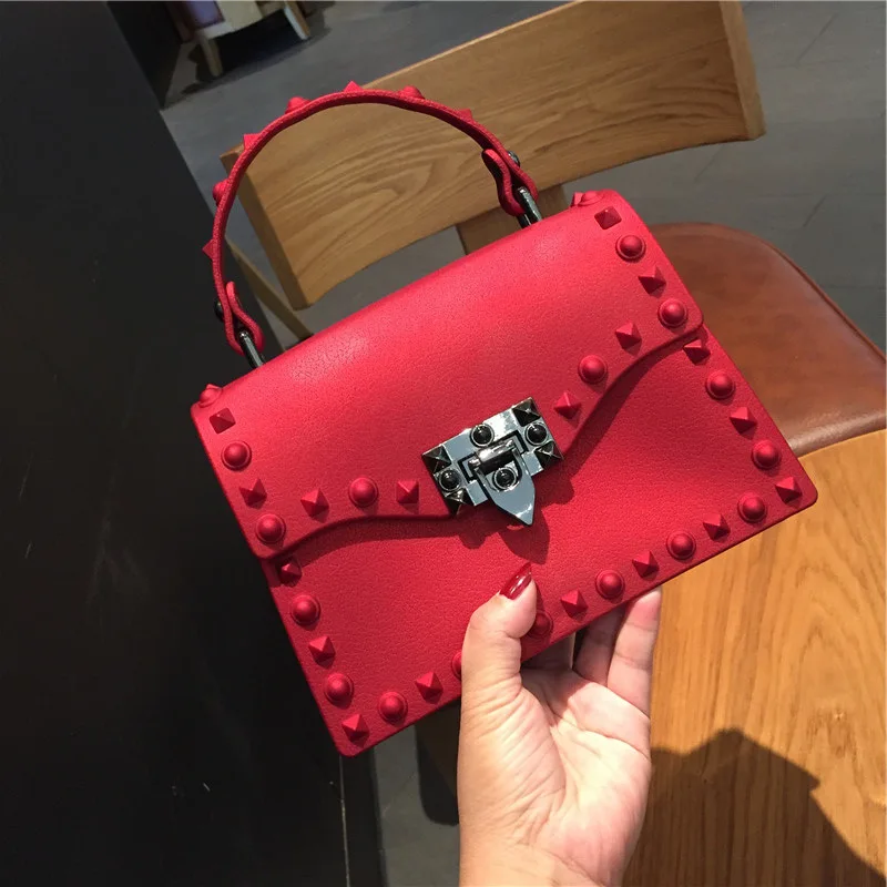 

2023 New Fashion Frosted Matte Jelly Bag Trend Colorful Diamond Rivet Handheld Single Shoulder Diagonal Straddle Designer Bag