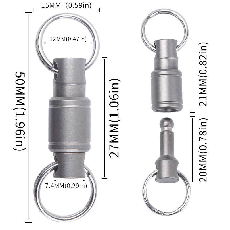 Titanium Alloy Keychain Double Ring Detachable Keychain Outdoor Quick Release Key Multifunctional Mini Keychain EDC